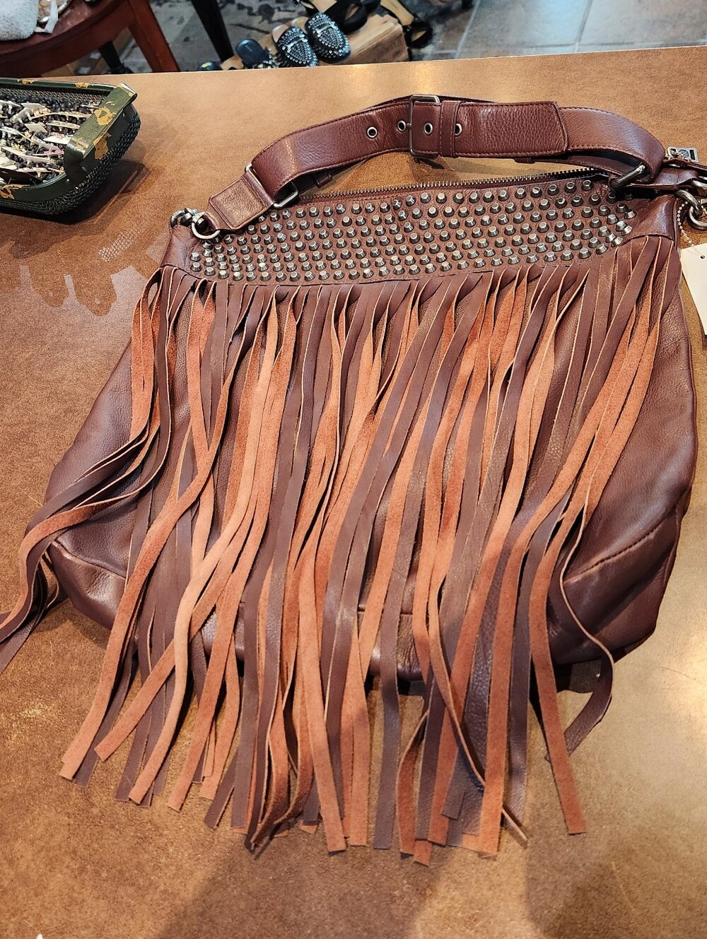ASH Brown Fringe Leather Purse